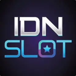 ตราค่ายเกม IDN Slot ตัวอักษร IDN สีขาวและ SLOT สีฟ้า