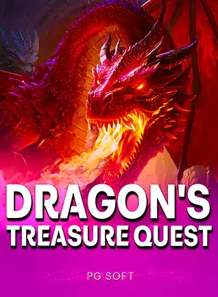มังกรแดงบนพื้นม่วงชมพู Dragon's Treasure Quest ค่าย PG SOFT