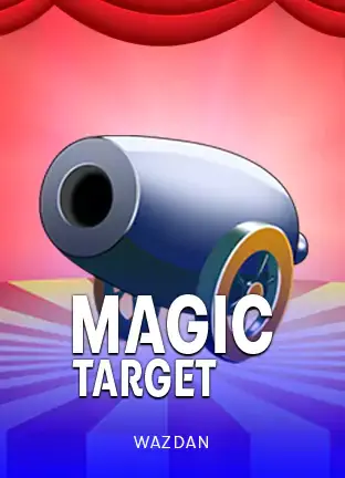 ปืนใหญ่บนพื้นม่วงแดงในเกม Magic Target ค่าย WAZDAN